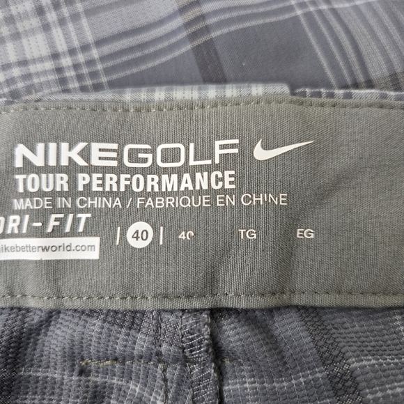 Nike Golf Shorts Mens 40 Gray Plaid Slash Pocket Polyester Stretch Dri-Fit - Picture 5 of 7